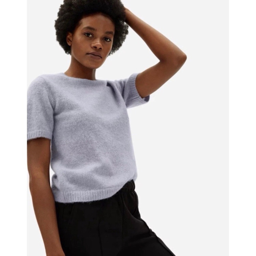 $75 Everlane Light Lavender Purple Alpaca Wool Short-Sleeve Crewneck Sweater M